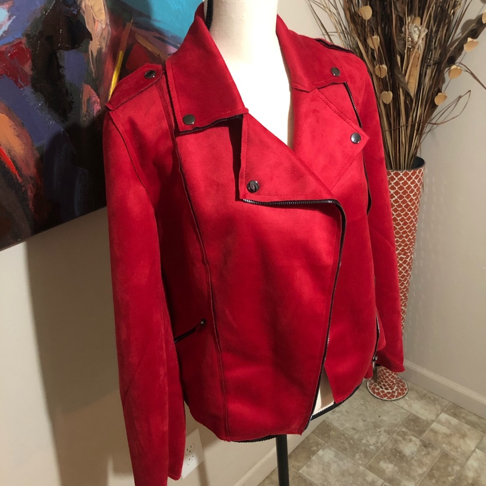 Philosophy Really Red Faux Suede Jacket